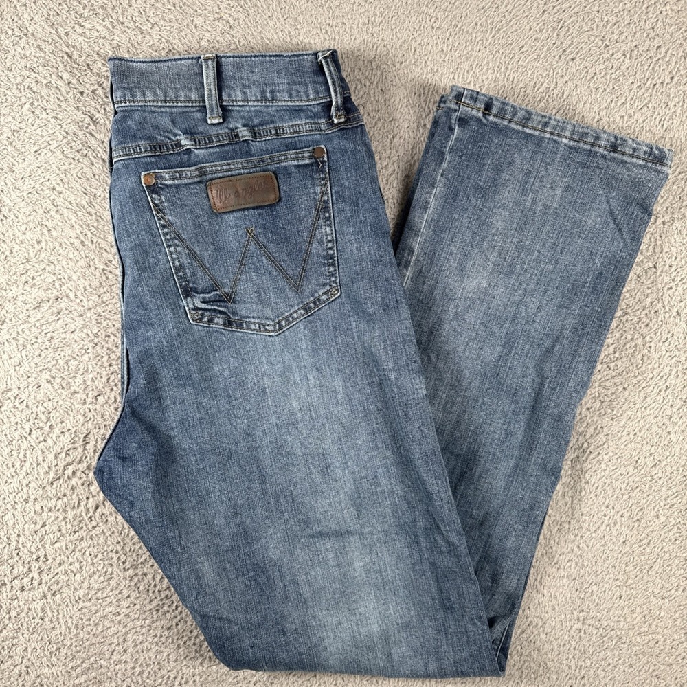 Wrangler Retro Slim Boot Jeans Mens 38x36 Blue Denim Western Cowboy Rodeo